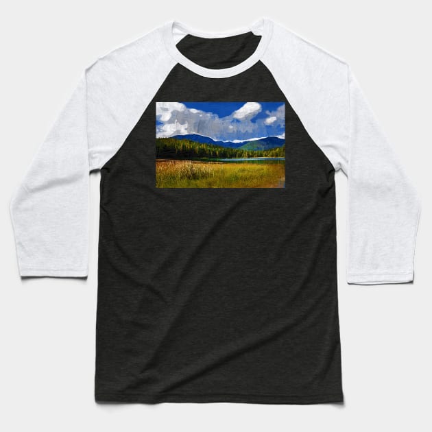 Mountain Lake Baseball T-Shirt by KirtTisdale